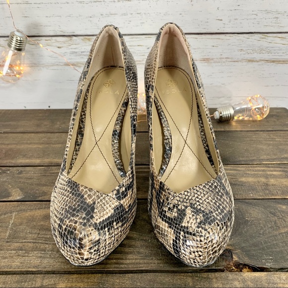 ISOLÁ Cagney Sand Snakeskin Print Platform Heels - Picture 2 of 14